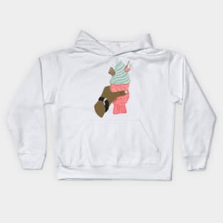 Blush and Mint Taiyaki Soft Serve Swirl Ice Cream in Jelly Gouache Kids Hoodie